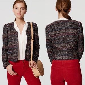 EUC Loft boucle piped blazer 8